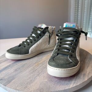 P448 Skate Women's Wad Hi-Tops Green White Sherpa Sneakers US Shoe Size 7